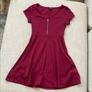 Dark magenta, zip up dress